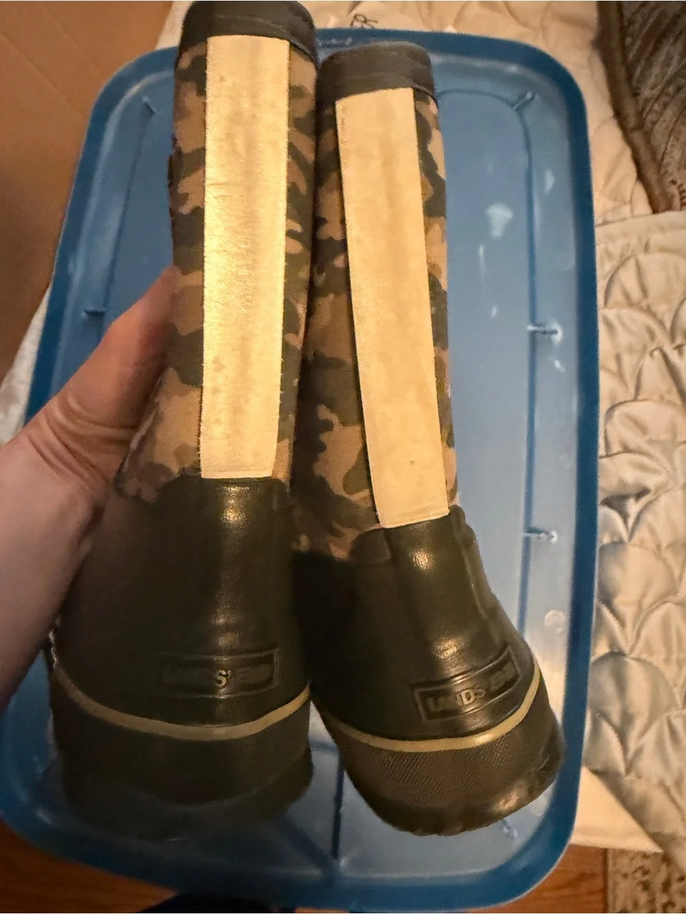 Lands' End Kids' Camo Rain & Snow Boots - Olive Green